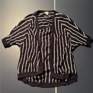 American Eagle Outfitters Navy Blue and White Cardigan